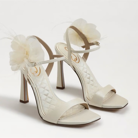 Sam Edelman Shoes - Sam Edelman Ivory Floral Ankle-Strap Heels